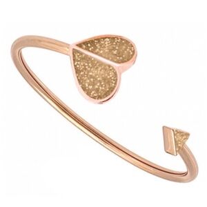 KATE SPADE • Rose Gold Heritage Heart Gold Glitter Flex Cuff Bracelet